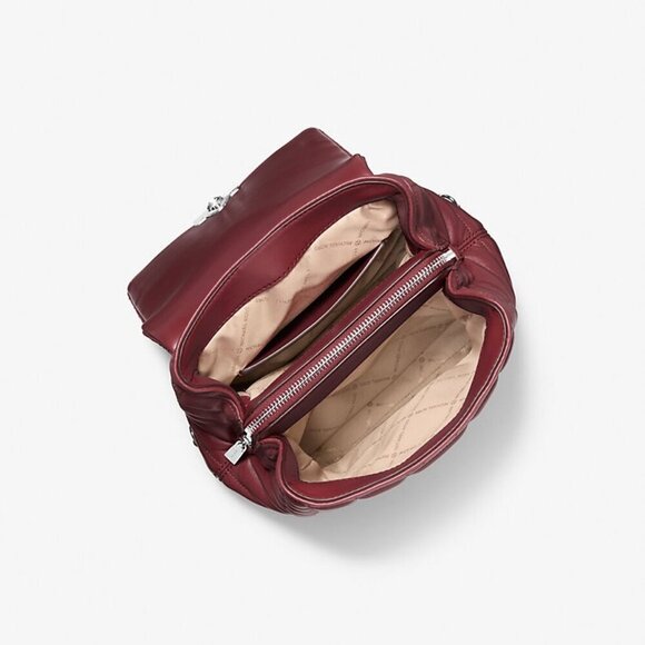 MICHAEL Michael Kors Tribeca Small Quilted Leather Backpack in Oxblood - NWT